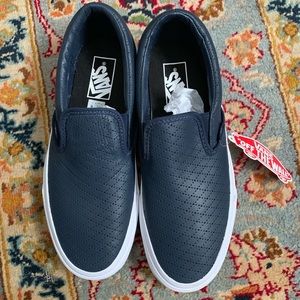 Perforated Leather Navy Vans